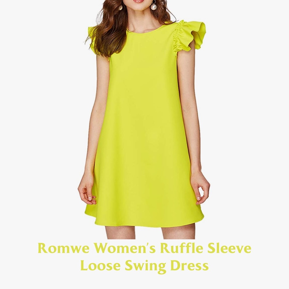 Romwe Women’s Ruffle Sleeve Loose Swing Dress